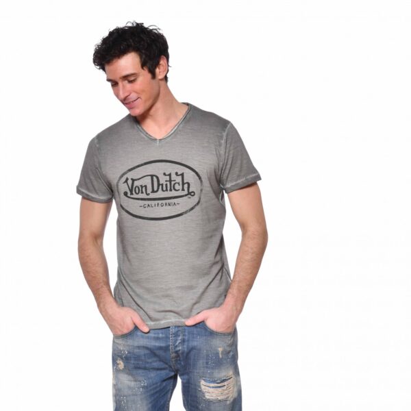 Von dutch Grey Slim Fit V-Neck T-Shirt | Men